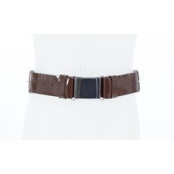 Brown Gloss PVC Parade Belt with Chrome Buckles