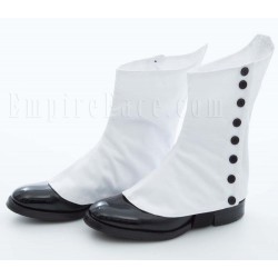 White Cotton Pipers ‘Spats’ with Black Buttons