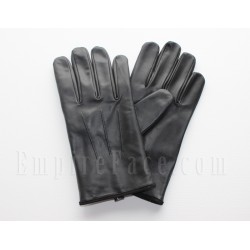 Officers Black (Faux) Leather, Lined Gloves