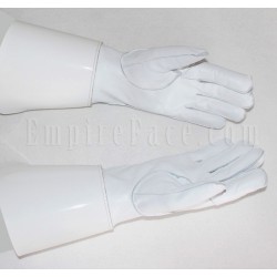 Drum Majors White Leather Gauntlet Gloves - Royal Marines Pattern