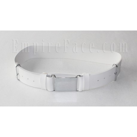 White Matt / Gloss PVC Parade Belt with Chrome Buckles