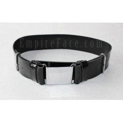 Black Gloss PVC Parade Belt with Chrome Buckles