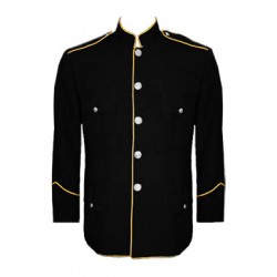 Black Honor Guard Standing Collar Dress Blouse Coat