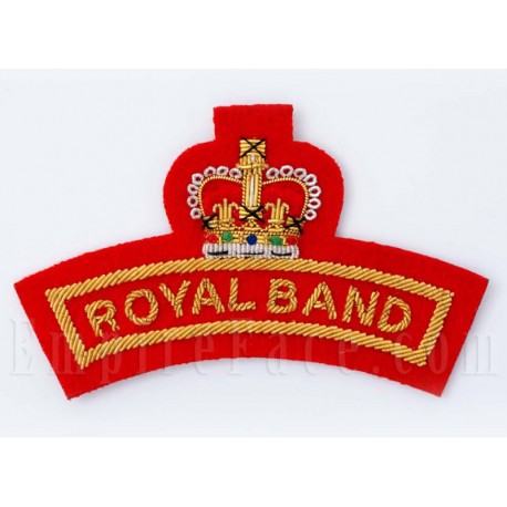 Royal Marines, Gold on Red, Royal Band ‘Mess Dress’ Embroidered Badge