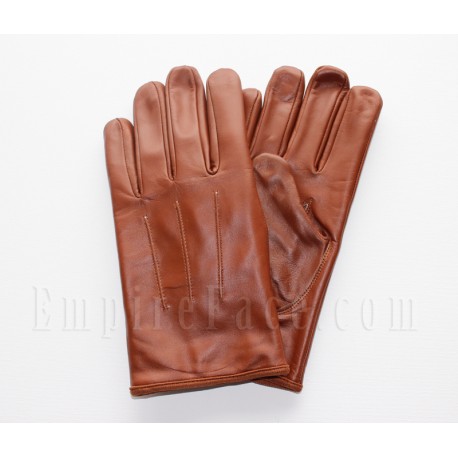 Officers Tan (Faux) Leather, Lined Gloves