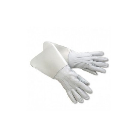 Drum Major Gauntlets - White Leather Gloves